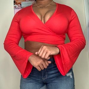 RED TIE YOURSELF CROPTOP